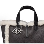 DIOR ToujoursDioralps Macrocannage stitched metal pendant single-shoulder handbag, medium size for women, anthracite grey