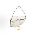 DIOR Saddle stirrup D-shaped pendant, retro gold finish, metal CD logo, saddle bag, single-shoulder crossbody bag, handbag, women\'s style, cream white