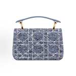 DIOR Jolie Top Handle Detachable and adjustable shoulder strap CD flip cover crossbody handbag mini women denim Blue