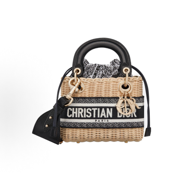 DIOR Lady D-Lite Plan de Paris pattern Princess Bag, one-shoulder crossbody handbag, mini women, black and white