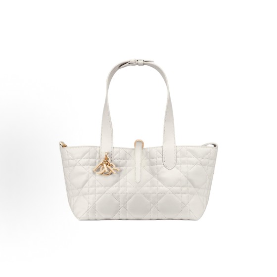 DIOR Toujours oversized wire-patterned metal pendant single-shoulder handbag, small size for women, cream white