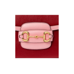 GUCCI 1955 vintage gold buckle with color trim saddle bag, crossbody single-shoulder bag, small size for women, red and pink