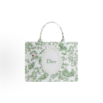 DIOR BookTote Four-leaf Clover embroidered Tote bag, shopping bag, single-shoulder crossbody handbag, medium-sized women\'s style, green and white
