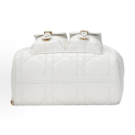 DIOR Caro adjustable shoulder strap flap drawstring opening and closing backpack, medium size for women, white