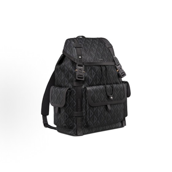 DIOR CD Diamond logo nylon jacquard diamond-shaped backpack backpack, large men\'s black