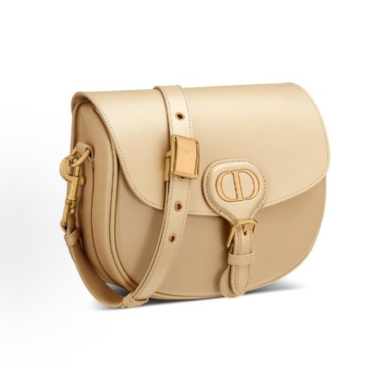 DIOR Bobby solid color shoulder strap adjustable crossbody bag, single-shoulder bag, medium-sized women\'s light camel color, Morandi color