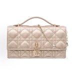 DIOR My Dior metal logo pendant detachable chain single-shoulder handbag mini Women\'s light gold