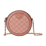 GUCCI Ophidia monogram full-print zipper opening and closing chain round bag crossbody single-shoulder bag mini women\'s pink