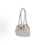 GUCCI GG Marmont vintage double G logo zipper closed quilted herringbone single-shoulder handbag for women, light grey