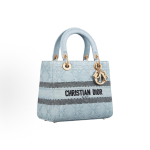 DIOR Lady D-Lite detachable wide shoulder strap wicker pattern single-shoulder crossbody handbag, medium size for women, sky blue