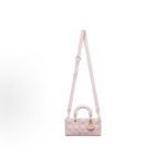 DIOR Lady D-Joy pendant with a detachable adjustable shoulder strap, single-shoulder crossbody handbag, small size for women, light pink