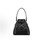DIOR Caro metal hardware CD logo bucket single-shoulder crossbody handbag mini Women\'s black