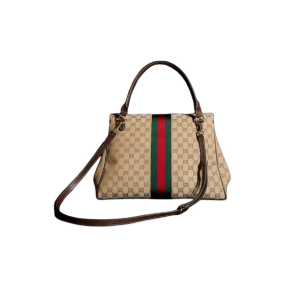 GUCCI Paparazzo\'s signature horsebit buckle webbing design single-shoulder handbag for women, large size in sand and brown