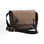 DIOR Jett jacquard shoulder strap CD buckle messenger bag, single-shoulder crossbody bag, medium size, unisex couple style, brown
