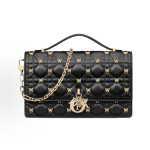 DIOR Miss Dior lettered pendant, detachable and adjustable shoulder strap, butterfly rivet decoration, single-shoulder crossbody handbag, women\'s black style