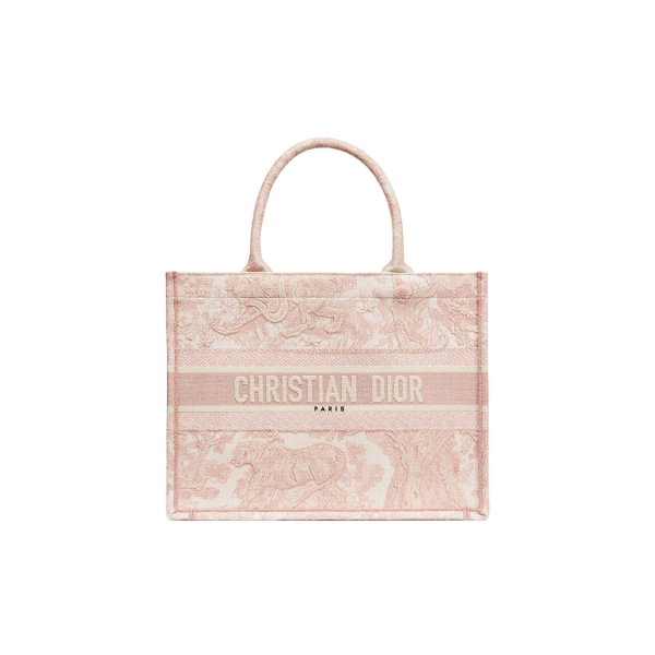 DIOR BookTote classic brand Logo embroidered handbag, Tote bag, shopping bag, medium-sized handbag, pink for women