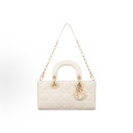 DIOR Lady D-Joy light gold finish pendant, detachable and adjustable shoulder strap, single-shoulder crossbody bag, Princess handbag, small size, women\'s style, cream white