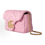 GUCCI GG Marmont gold hardware accessories single-shoulder bag mini Women\'s light pink