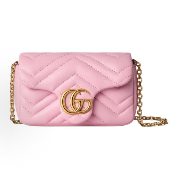 GUCCI GG Marmont gold hardware accessories single-shoulder bag mini Women\'s light pink