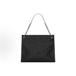SAINT LAURENT YSL Niki black Logo retro chain pleated large capacity Tote bag, Tote bag shopping bag, handbag, leather shoulder bag, medium size