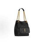 SAINT LAURENT Nikica Sandre vintage herringbone quilted open-line snap-on closed single-shoulder bag, small size for women, black