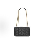 SAINT LAURENT YSL PUFFER, bronze metal accessories, double leather edge chain shoulder strap, hand-held crossbody single-shoulder bag, black