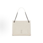 SAINT LAURENT YSL Niki black Logo retro chain pleated large capacity Tote bag, Tote bag shopping bag, handbag, leather shoulder bag, medium size