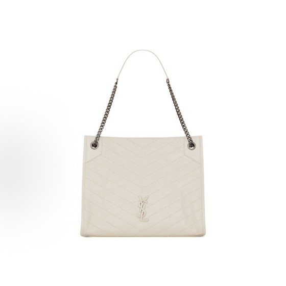 SAINT LAURENT YSL Niki black Logo retro chain pleated large capacity Tote bag, Tote bag shopping bag, handbag, leather shoulder bag, medium size