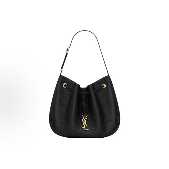 SAINT LAURENT golden Logo adjustable shoulder strap grated leather single-shoulder bag handbag