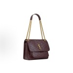 SAINT LAURENT YSL Niki brand Logo bronze decorative crossbody single-shoulder bag medium-sized Cabernet Sauvignon red