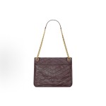 SAINT LAURENT YSL Niki brand Logo bronze decorative crossbody single-shoulder bag medium-sized Cabernet Sauvignon red