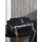 SAINT LAURENT YSL Niki V-shaped retro bronze decorative single-shoulder bag, medium size, black