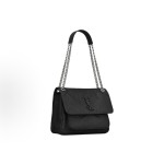 SAINT LAURENT YSL Niki silver chain black Logo retro pleated wandering bag crossbody single-shoulder bag medium size black