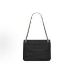 SAINT LAURENT YSL Niki silver chain black Logo retro pleated wandering bag crossbody single-shoulder bag medium size black