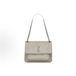 SAINT LAURENT YSL Niki white Logo retro pleated leather wandering bag Chain bag crossbody single-shoulder bag medium size white