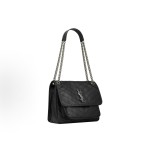 SAINT LAURENT Niki silver label chain quilted design single-shoulder bag, medium size black