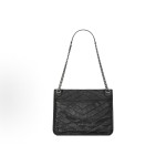 SAINT LAURENT Niki silver label chain quilted design single-shoulder bag, medium size black
