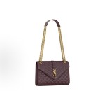 SAINT LAURENT YSL ENVELOPE Golden letter logo chain shoulder strap envelope bag, medium Cabernet Sauvignon red