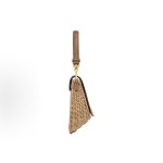 SAINT LAURENT VOLTAIRE Bronze decorative wicker handbag in natural color with brick red