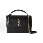 SAINT LAURENT YSL Sunset Smooth Leather sunset bag, hand-held crossbody single-shoulder bag, medium size for women