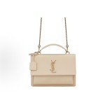 SAINT LAURENT YSL Sunset Smooth Leather sunset bag, hand-held crossbody single-shoulder bag, medium size for women