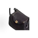 HERMES Lindy 12 Second Generation Gold Buckle Handbag 12 Women\'s Black