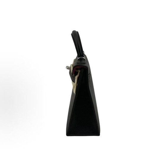 HERMES Mini Kelly II 19 Silver buckle Kelly Bag crossbody handbag 19 Women\'s Edition 89 Noir Black