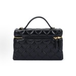 CHANEL 25B classic diamond-check leather chain single-shoulder crossbody handbag, black