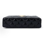 CHANEL 25B classic diamond-check leather chain single-shoulder crossbody handbag, black