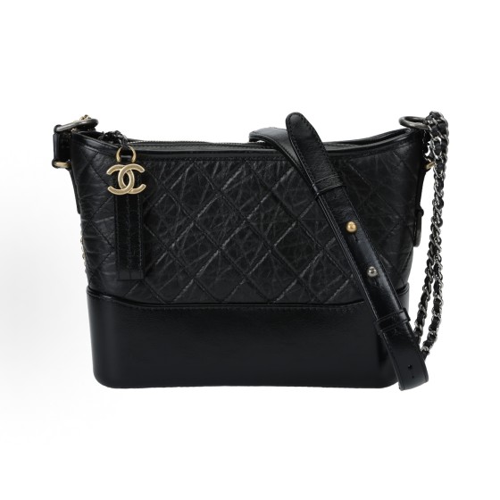 CHANEL Gabrielle 20P vintage quilted leather chain single-shoulder crossbody bag, medium size black