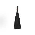 SAINT LAURENT YSL Le 5 A 7 Golden Logo hook buckle opening and closing Soft grain cowhide Hobo shoulder bag Small black