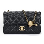 CHANEL Classic Flap CF 24K Little Gold ball classic leather chain gold buckle shoulder strap adjustable crossbody shoulder bag black