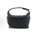 CHANEL 26C Golden embossed double C Logo, pineapple buckle, granular cowhide material, golden metal lunch box bag, crossbody handbag, black