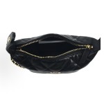 CHANEL 26C Golden embossed double C Logo, pineapple buckle, granular cowhide material, golden metal lunch box bag, crossbody handbag, black